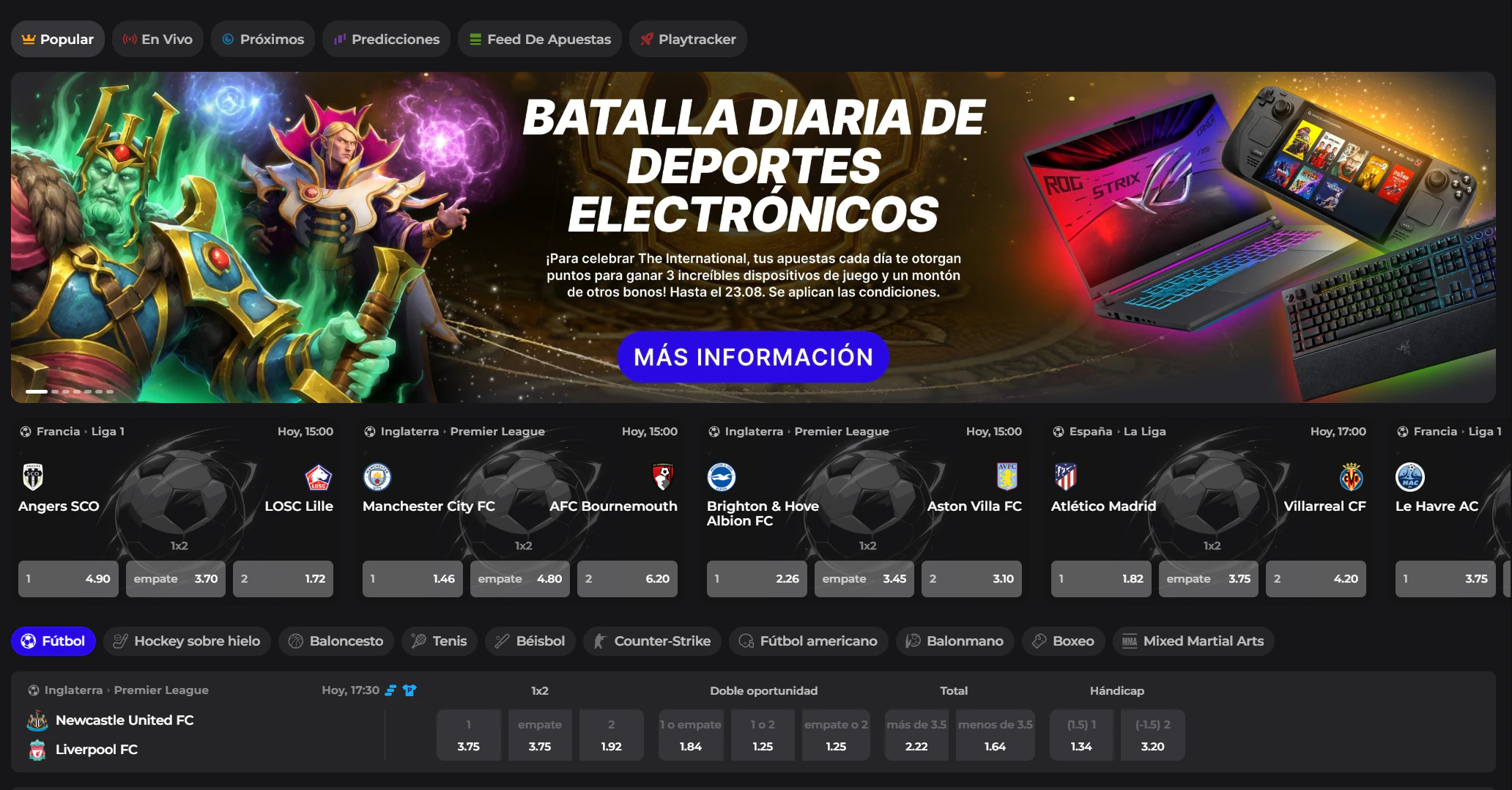 Winaura Casino apuestas deportivas y eSports disponibles