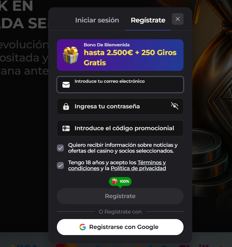Winaura Casino registro e inicio de sesión